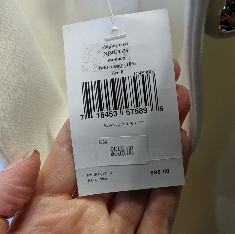 (Sold) Kate Spade NWT White & Gray Pea Coat - Picture 3 of 7
